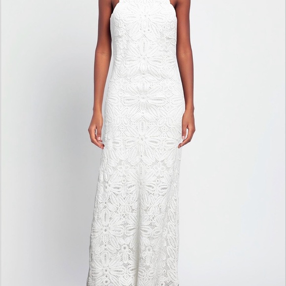 Maje White knit midi dress Lace Halter-Style Maxi Dress - Picture 11 of 11